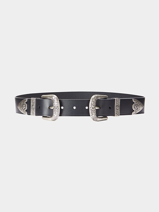 Leather belt with metal details