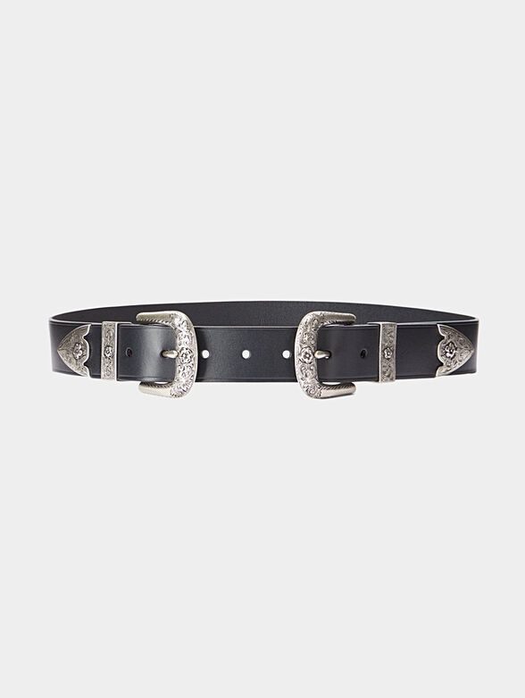 Leather belt with metal details - 1