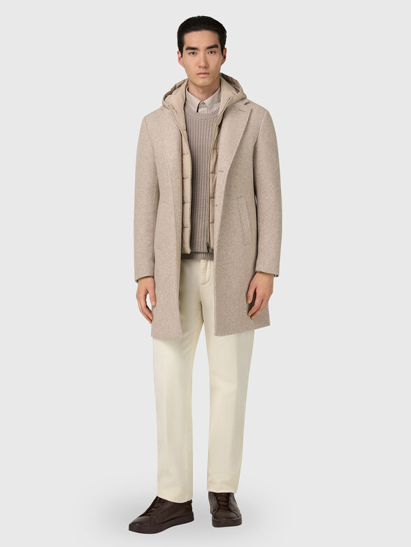 Wool blend coat with removable lining - 2