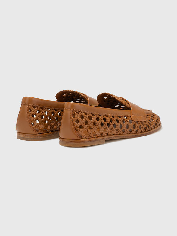 Leather loafers with a woven texture  - 3