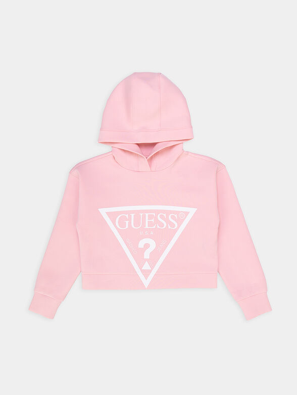 Pink sweatshirt with hood and logo detail - 1
