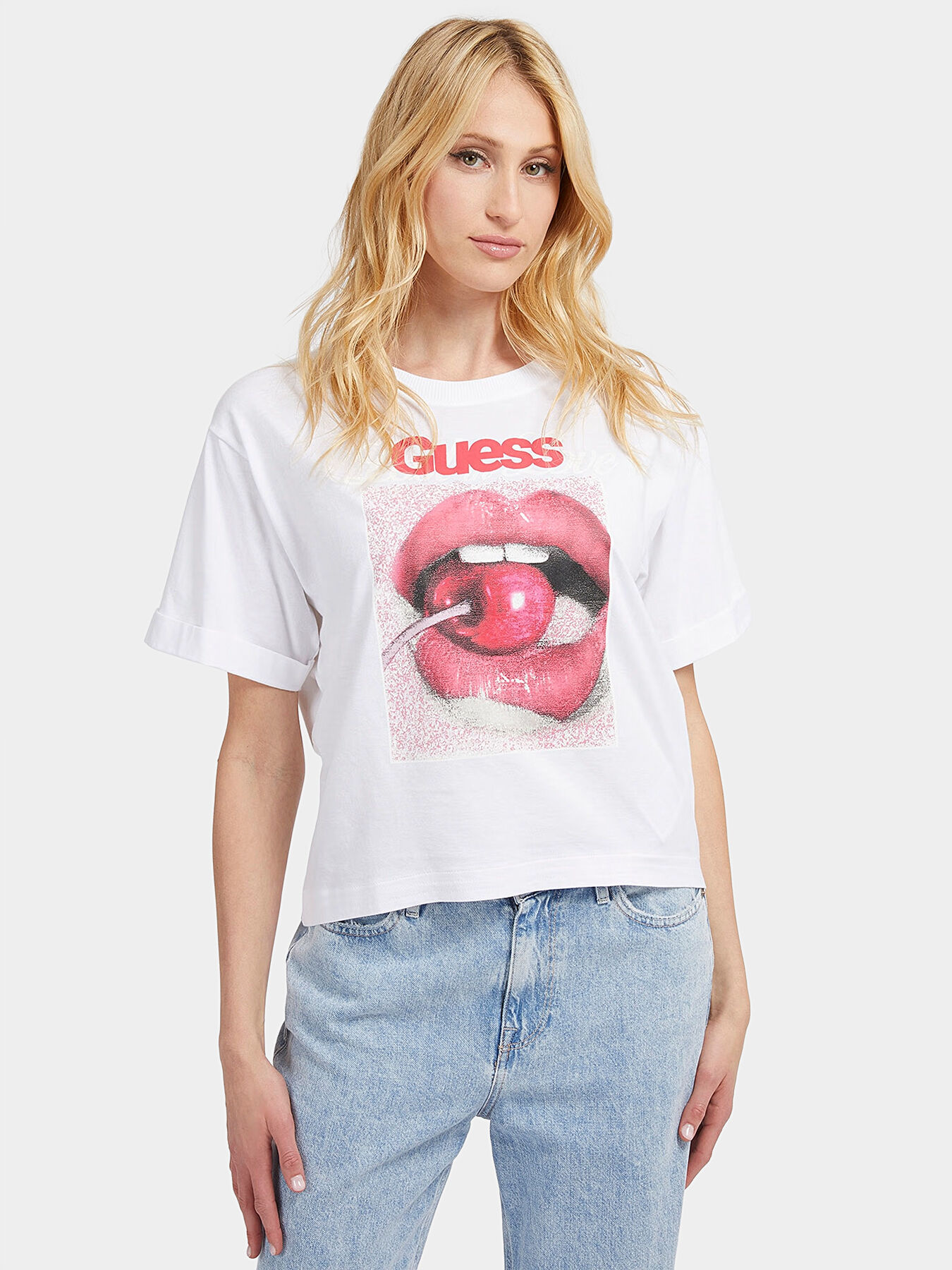 Guess lips t shirt cheap