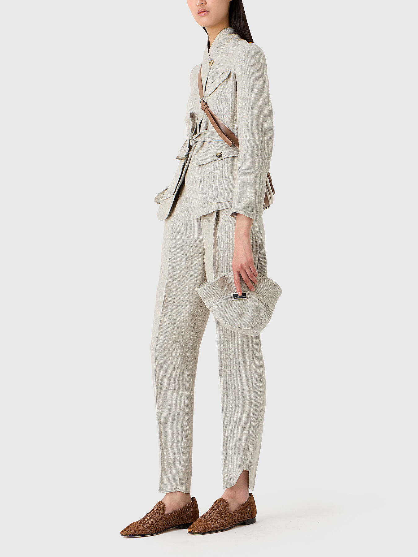 Linen jacket with belt brand EMPORIO ARMANI