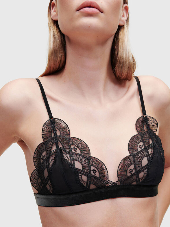 Bra with triangle cups and accent lace - 1