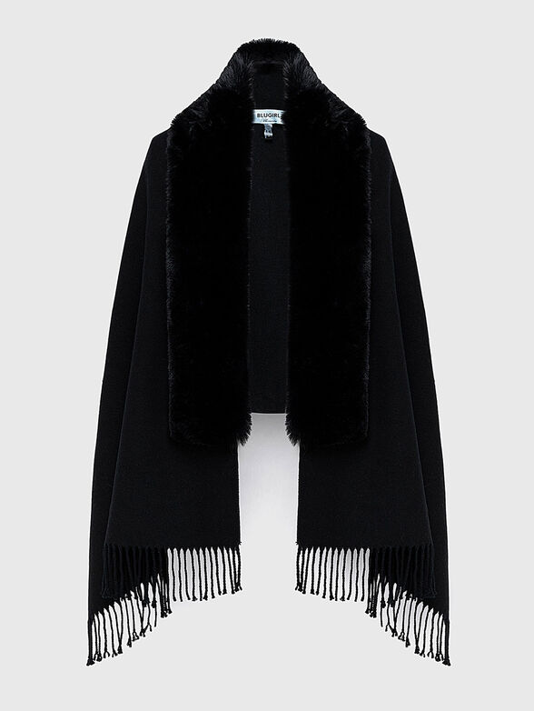 Beige scarf with faux fur collar - 1