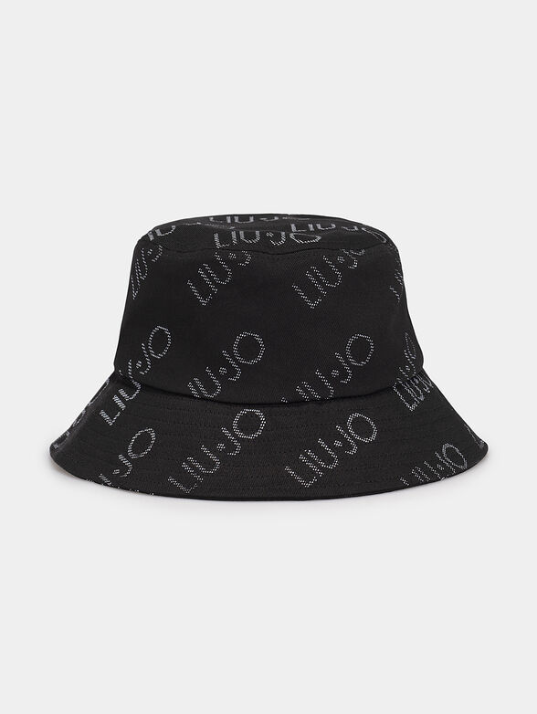 Black bucket hat with logo motifs - 2