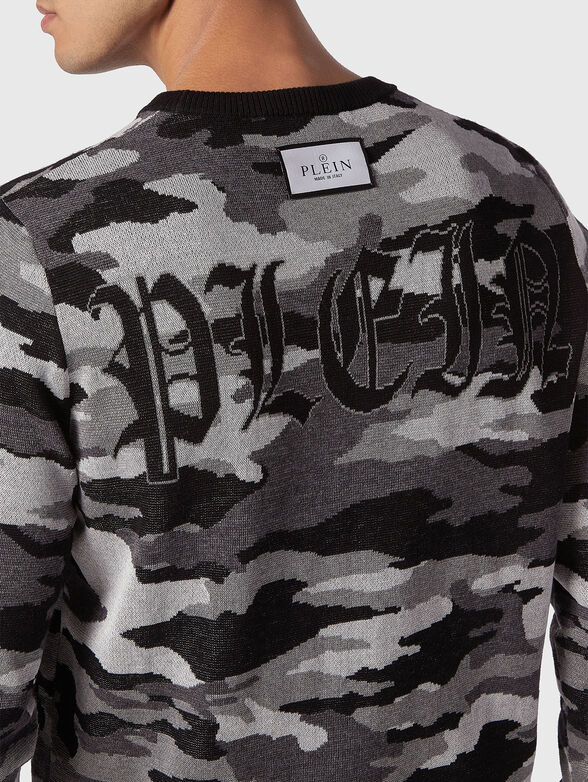 Camouflage print sweater in merino wool  - 4