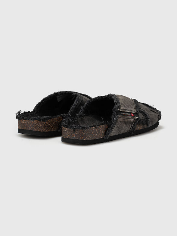 Denim slippers with a bleached effect - 3