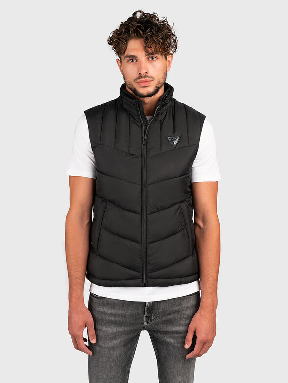 Padded vest with removable hood in black - 5