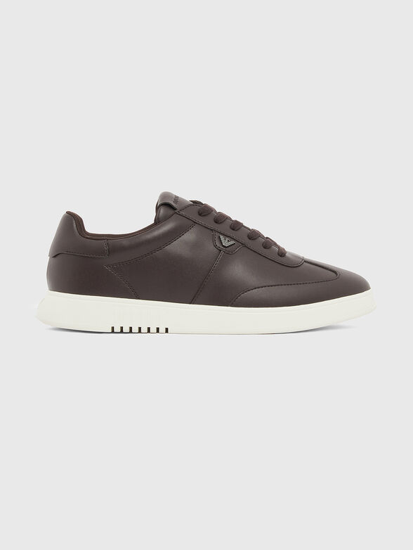 Genuine leather sneakers with a logo - 1