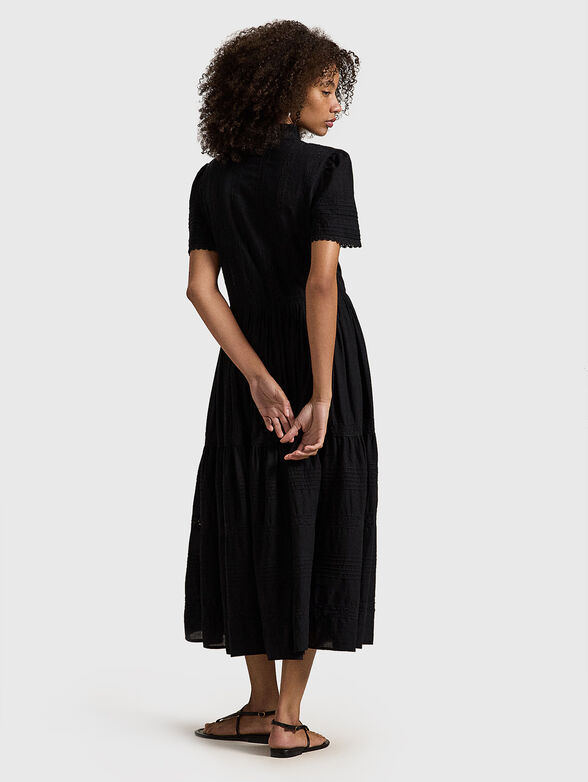 Midi black dress with contrast buttons - 2