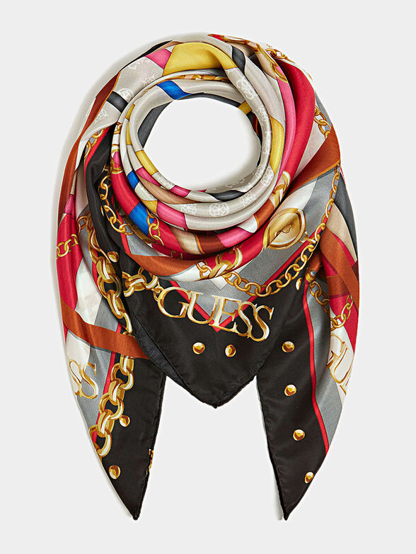Delicate scarf with colorful print - 1