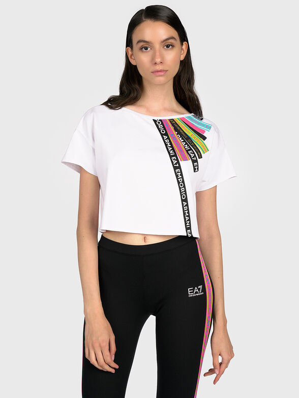 Shortened T-shirt with logo accents - 1