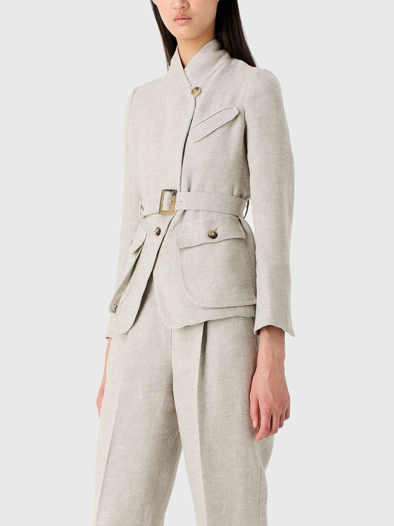 Linen jacket with belt - 1