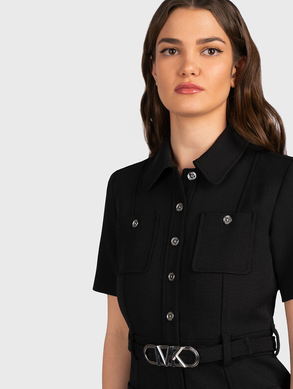 Black mini dress with belt - 3