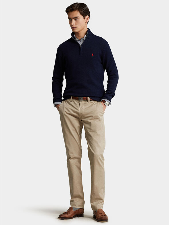 Sweater in dark blue with zip - 2