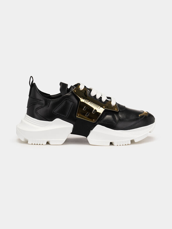 Leather sneakers with gold metal detail - 1
