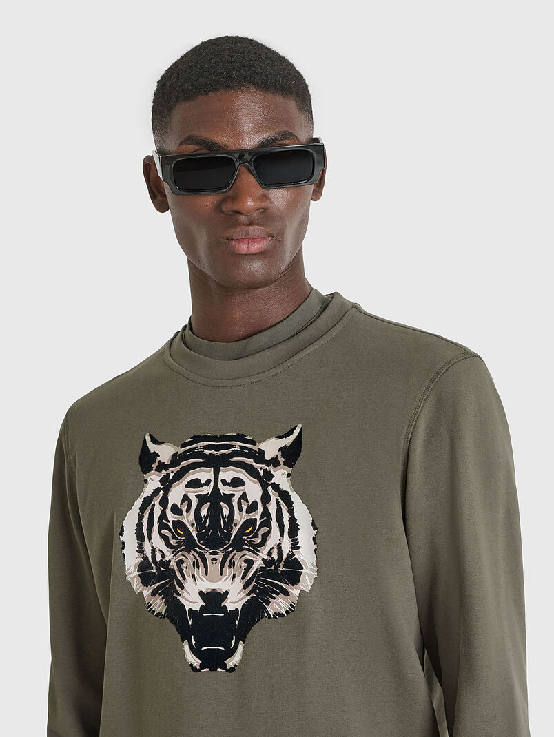 Black cotton sweatshirt with accent print - 3