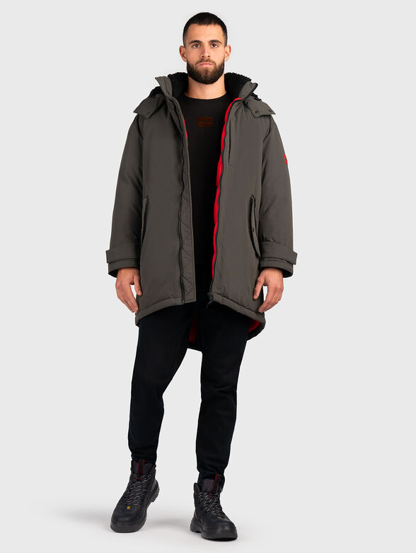 Black parka with logo patch - 2