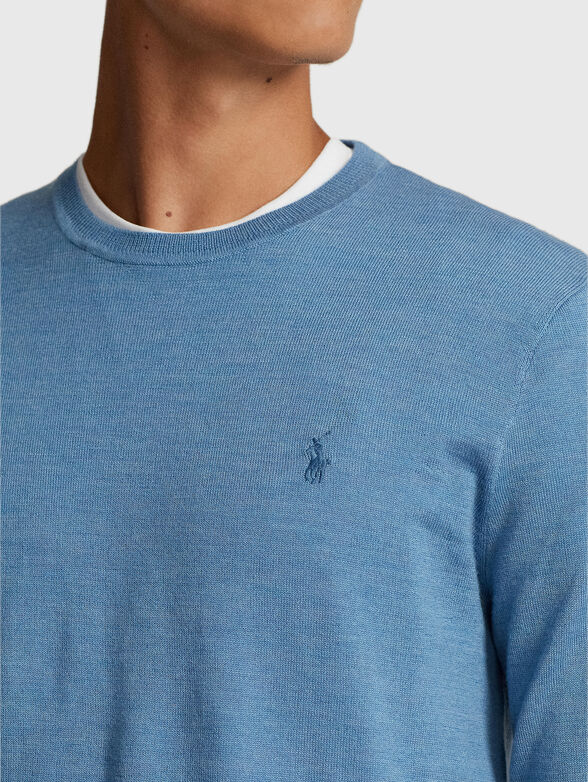 Blue sweater in wool  - 4