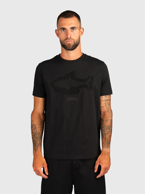 Cotton T-shirt with oval neckline - 1