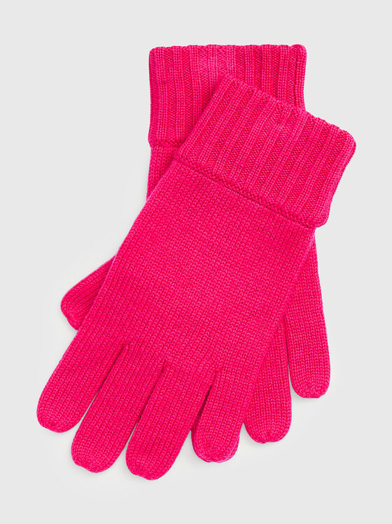 Плетени ръкавици в цикламен цвят - 1