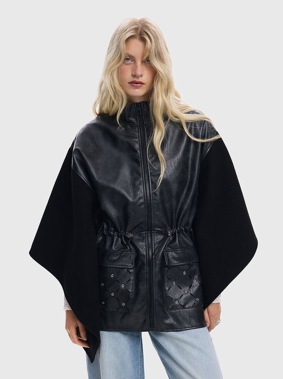 Faux leather poncho with zip - 1
