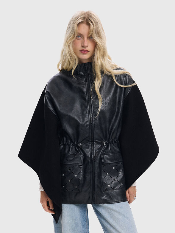Faux leather poncho with zip - 1