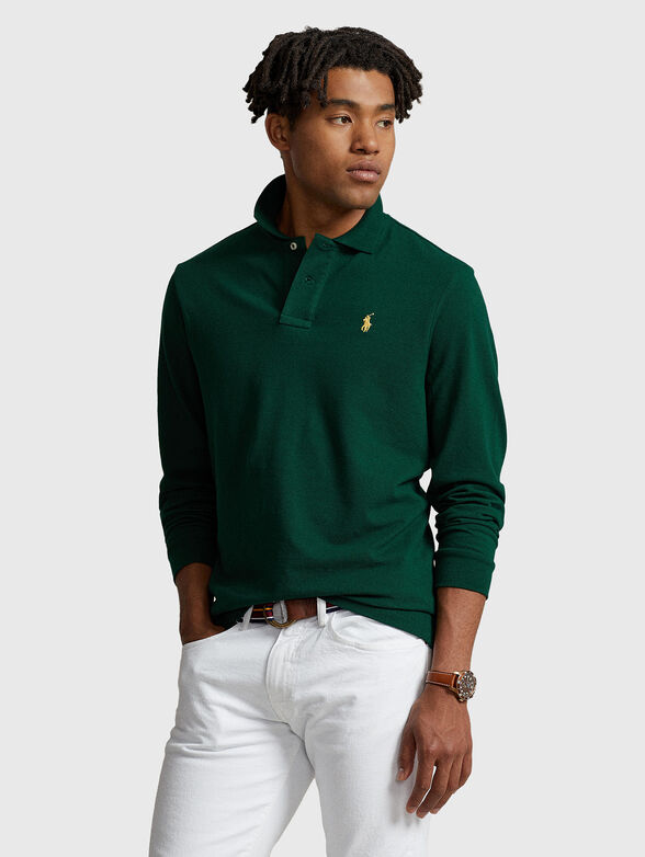 Polo-shirt with long sleeves and embroidered logo - 1