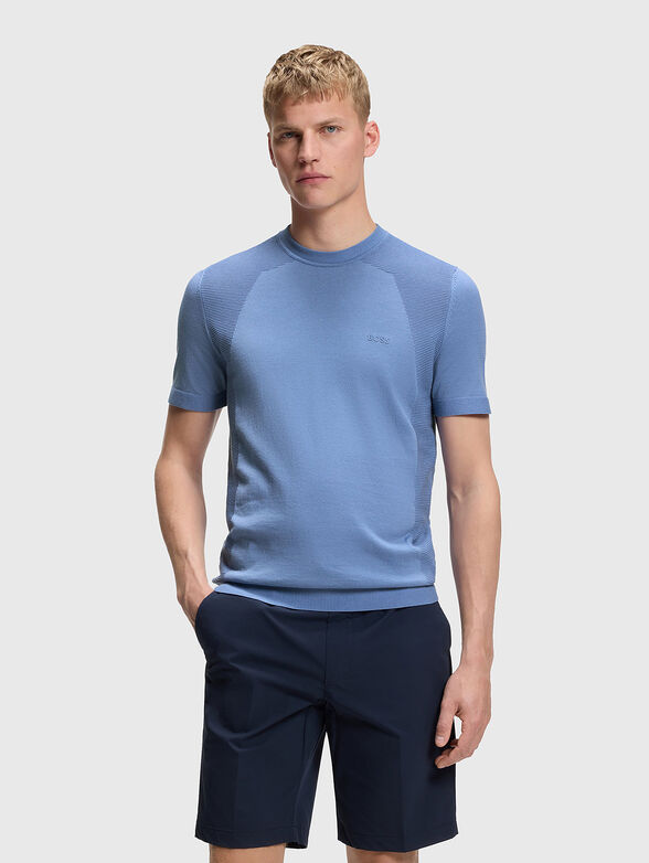 Blue cotton blend T-shirt - 1
