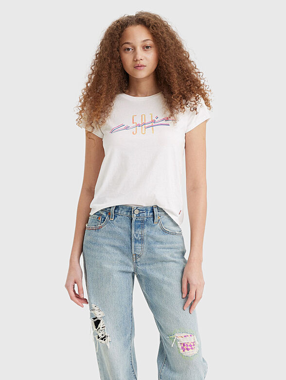 White T-shirt with contrast print - 1