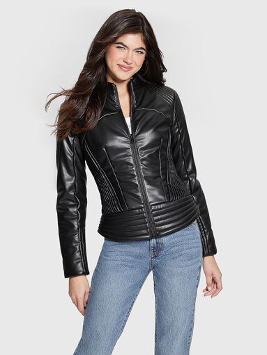 Black eco leather jacket  - 5
