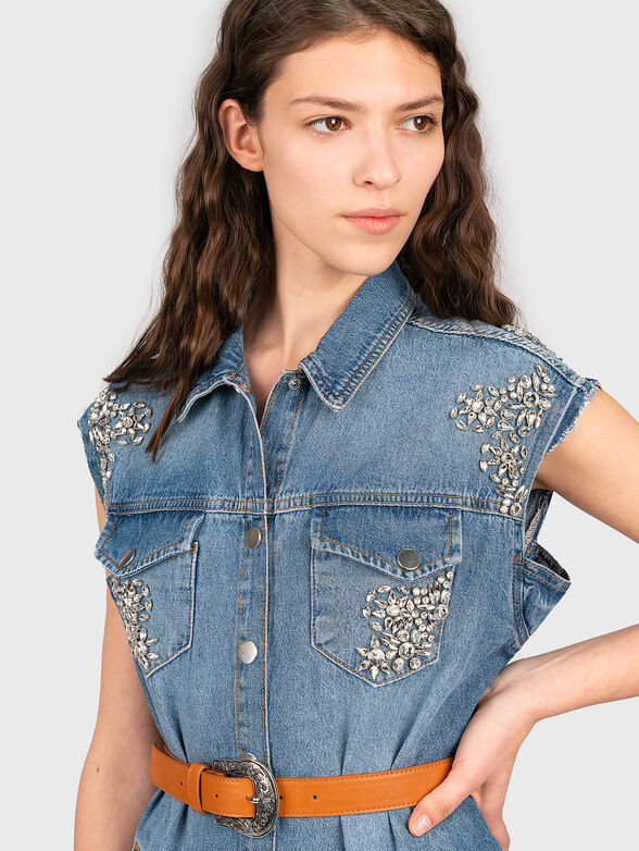 Short denim dress with crystals - 2