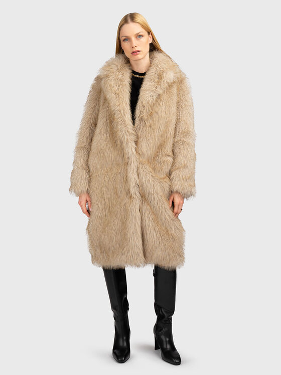 Палто с едноредно закопчаване от еко кожа - 1