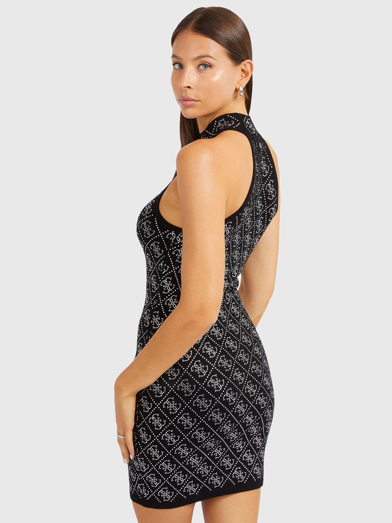 CELESTE appliqued rhinestones mini dress brand GUESS