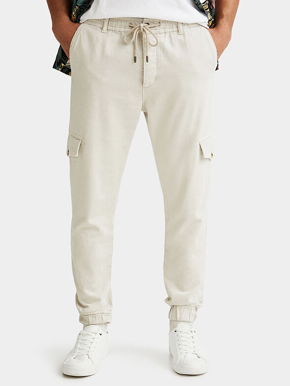Cotton trousers with ties - 1