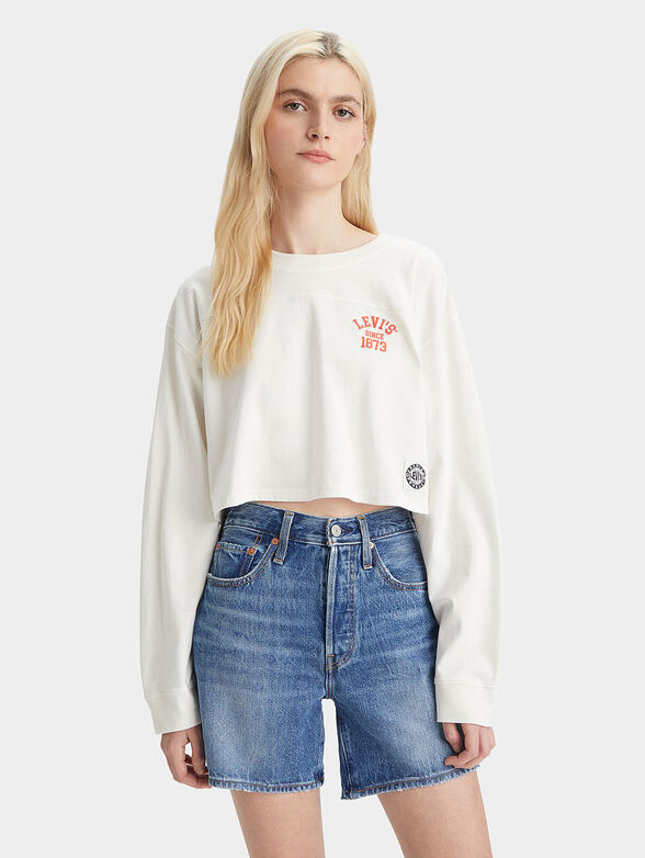 Levi’s® cropped white blouse with logo accent - 1