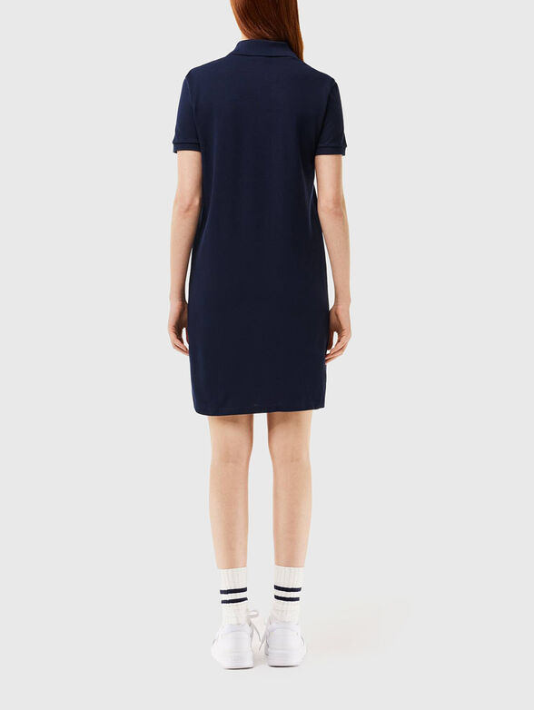 Dark blue piqué knit polo dress - 2