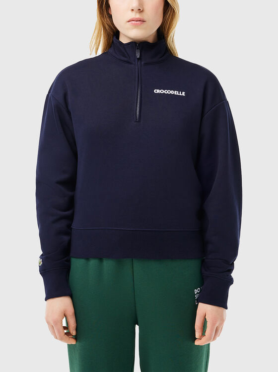 Тъмносин суитшърт с цип - 1