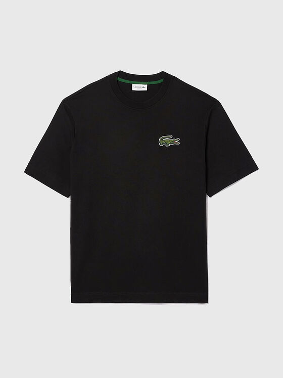 Cotton black t-shirt with logo detail - 1