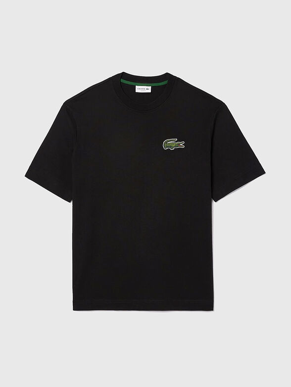 Cotton black t-shirt with logo detail - 1