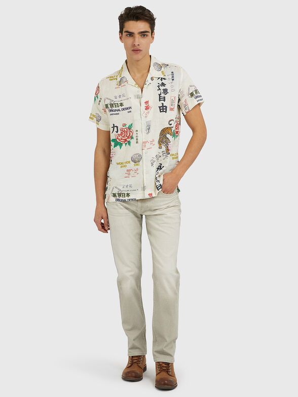 ISLAND linen shirt with print - 2