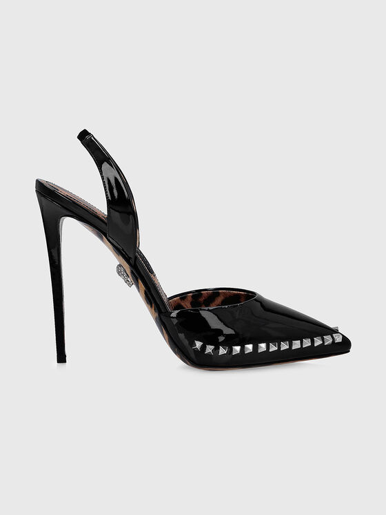 Black leather shoes with studs - 1