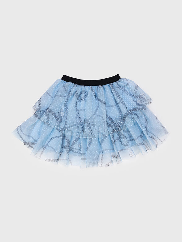 Blue ruffled skirt with contrast print - 2