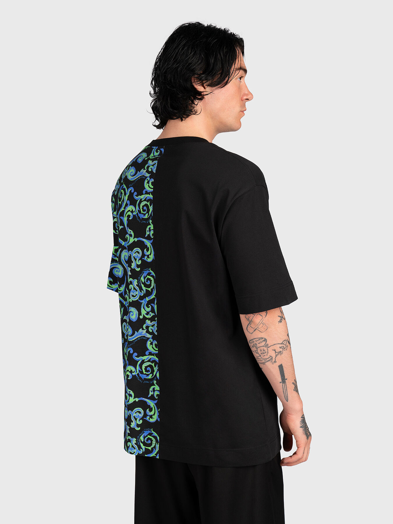 Cotton T-shirt with baroque print brand VERSACE JEANS