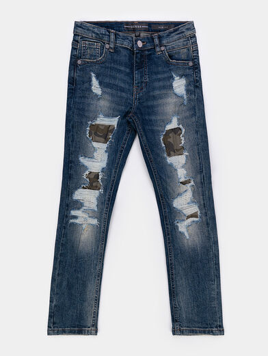 Blue jeans with distressed effect - 1
