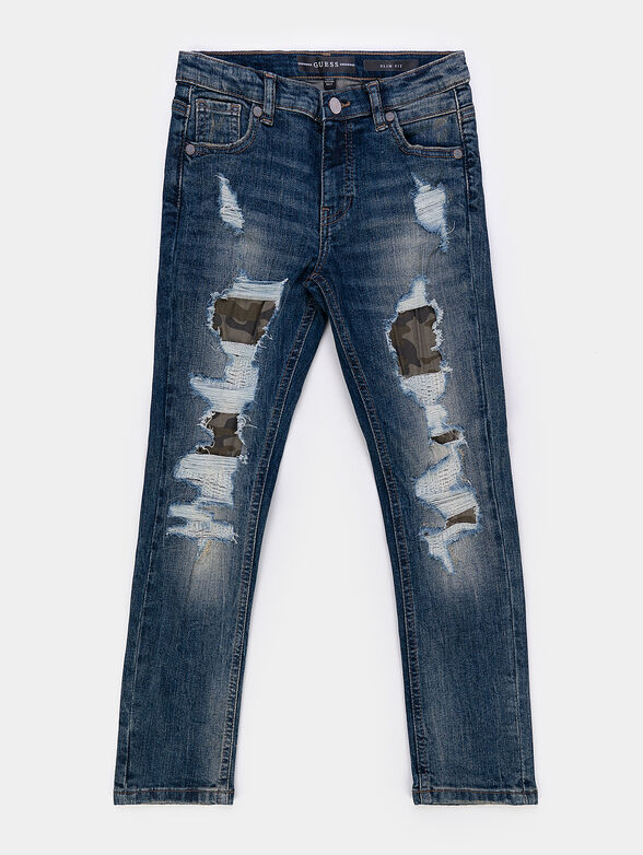 Blue jeans with distressed effect - 1