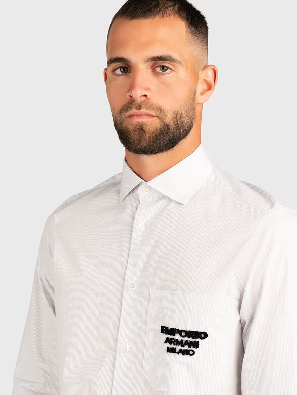 Cotton shirt with accent embroidery - 3