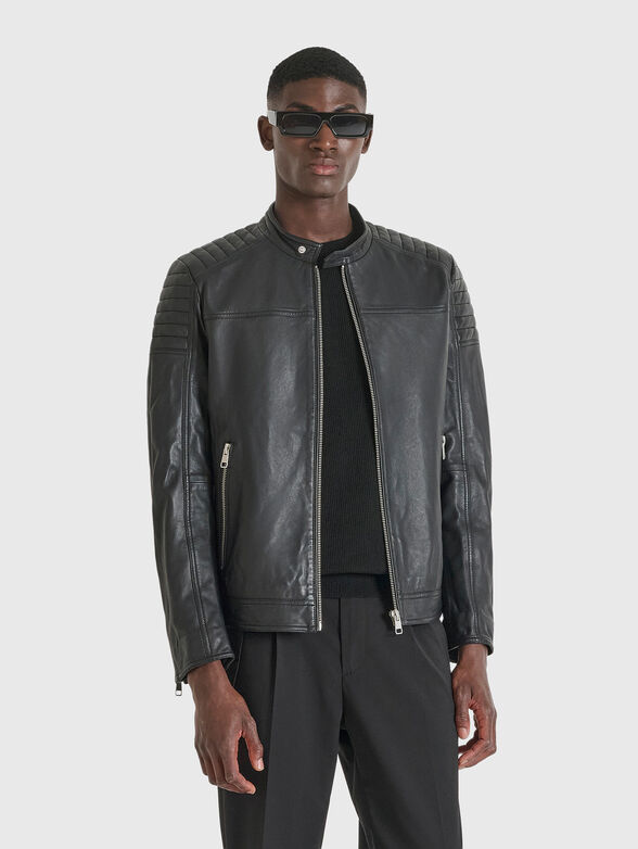 Leather biker jacket - 1