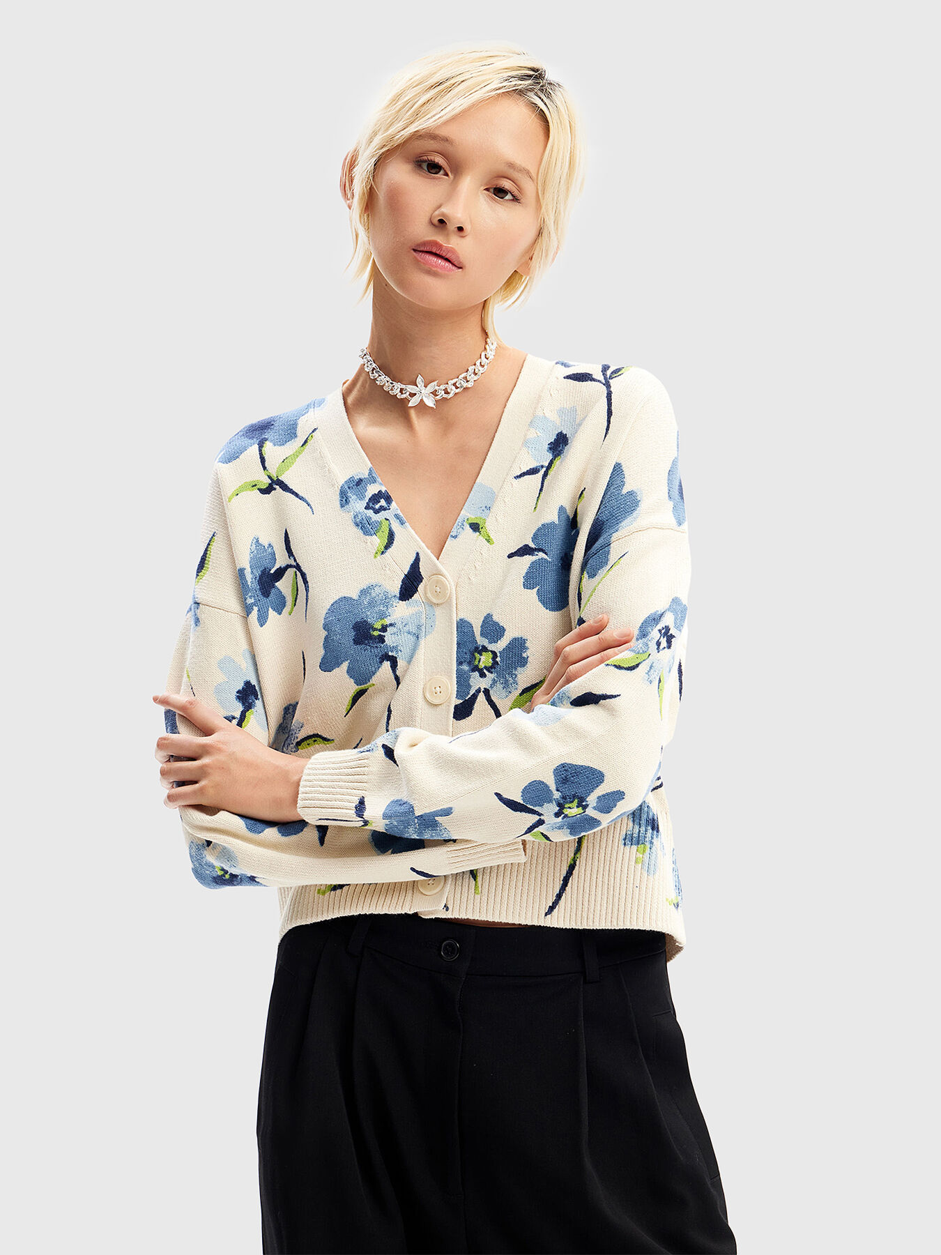 Cardigan with floral details brand DESIGUAL
